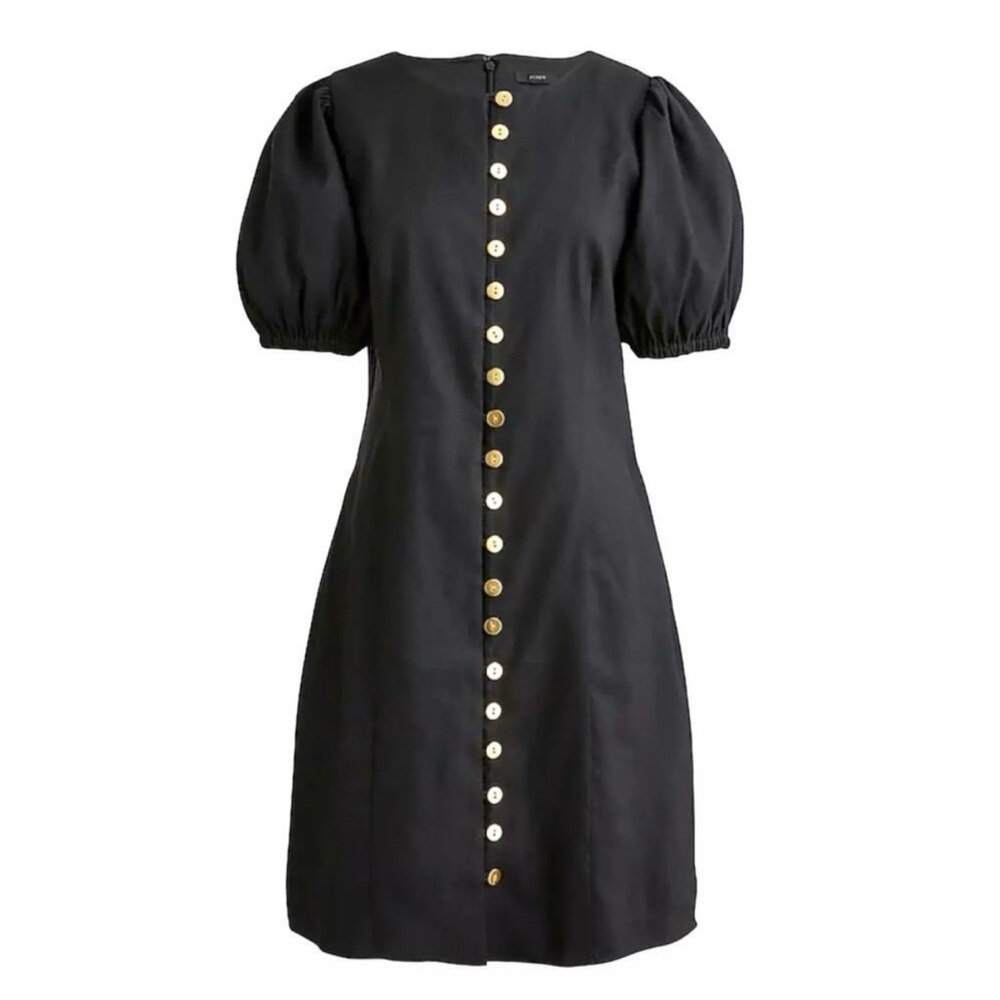 J. Crew Black and Gold Puff Sleeve Sheath Dress - Picture 2 of 10